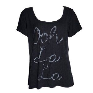 OLD NAVY Black Short Sleeve Pullover "Ooh La La" T Shirt Top Womens Size‎ XL